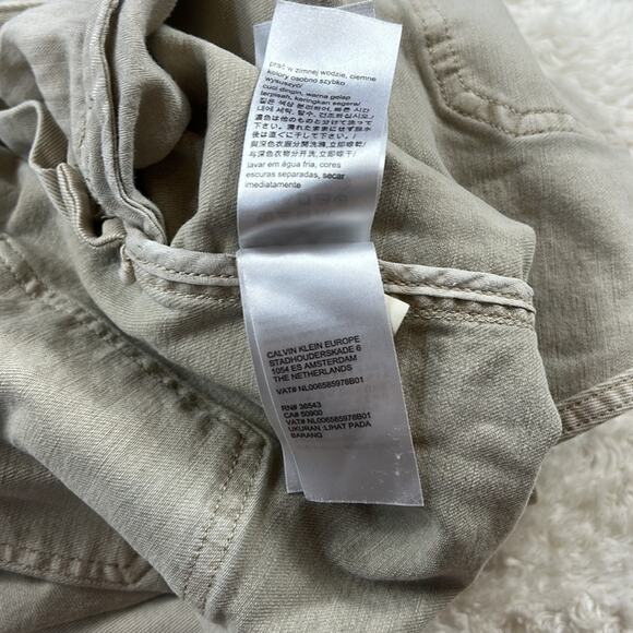 Calvin Klein khaki shortalls denim overall shorts, size small - Picture 12 of 13